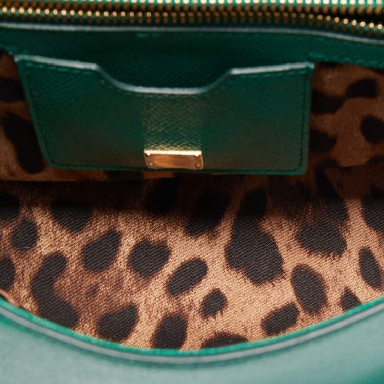 Pre Owned Dolce & Gabbana Green Leather Medium Miss Sicily Top Handle Bag