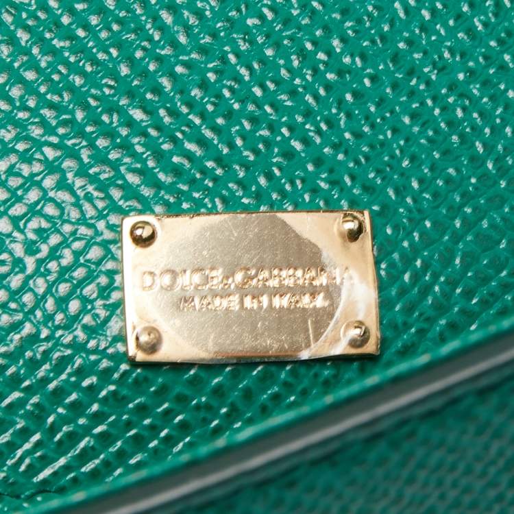 Pre Owned Dolce & Gabbana Green Leather Medium Miss Sicily Top Handle Bag