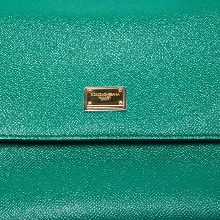 Pre Owned Dolce & Gabbana Green Leather Medium Miss Sicily Top Handle Bag
