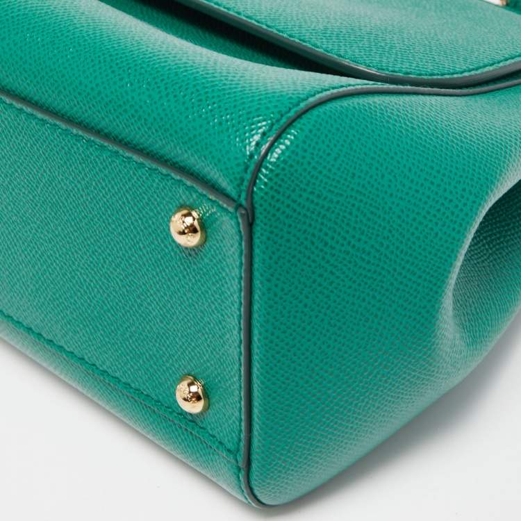 Pre Owned Dolce & Gabbana Green Leather Medium Miss Sicily Top Handle Bag
