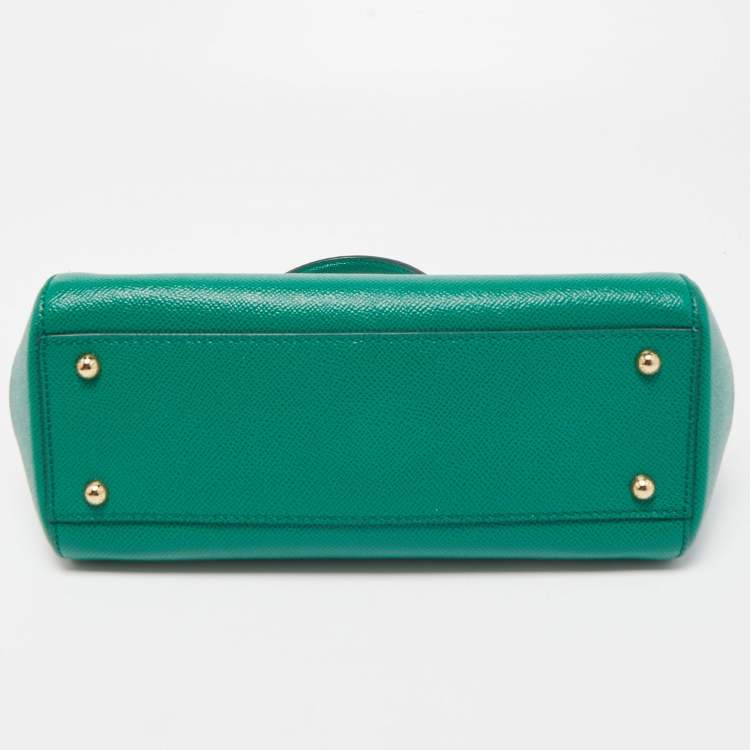 Pre Owned Dolce & Gabbana Green Leather Medium Miss Sicily Top Handle Bag