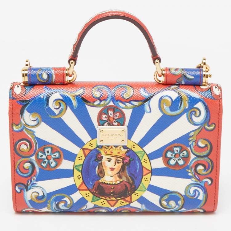 مملوكة مسبقًا Dolce & Gabbana Multicolor Printed Leather Sicily Von Bag