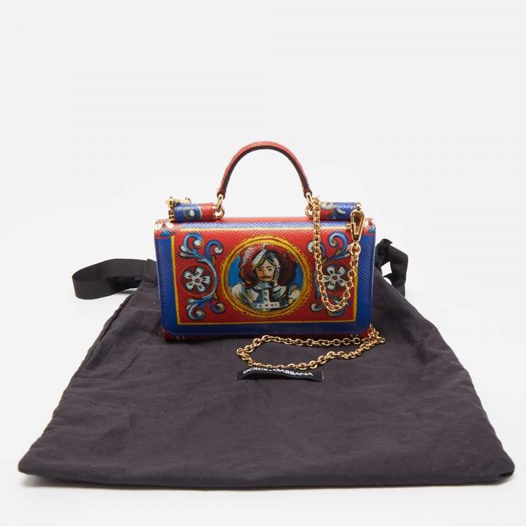 مملوكة مسبقًا Dolce & Gabbana Multicolor Printed Leather Sicily Von Bag