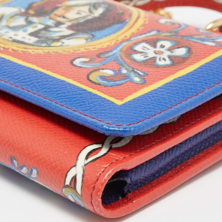 مملوكة مسبقًا Dolce & Gabbana Multicolor Printed Leather Sicily Von Bag