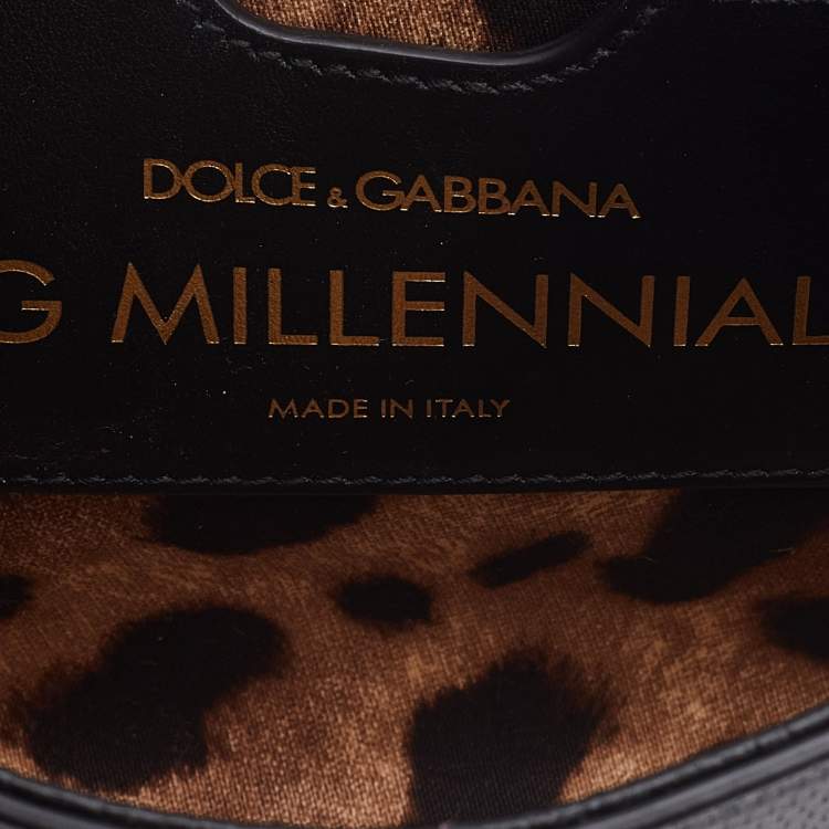 Pre Owned Dolce & Gabbana Black Lizard Embossed Leather DG Millennials Shoulder Bag