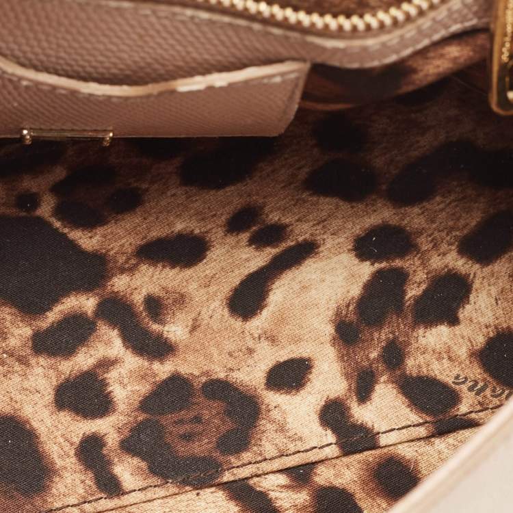 Pre Owned Dolce & Gabbana Beige Lizard Embossed Leather Medium Miss Sicily Top Handle Bag