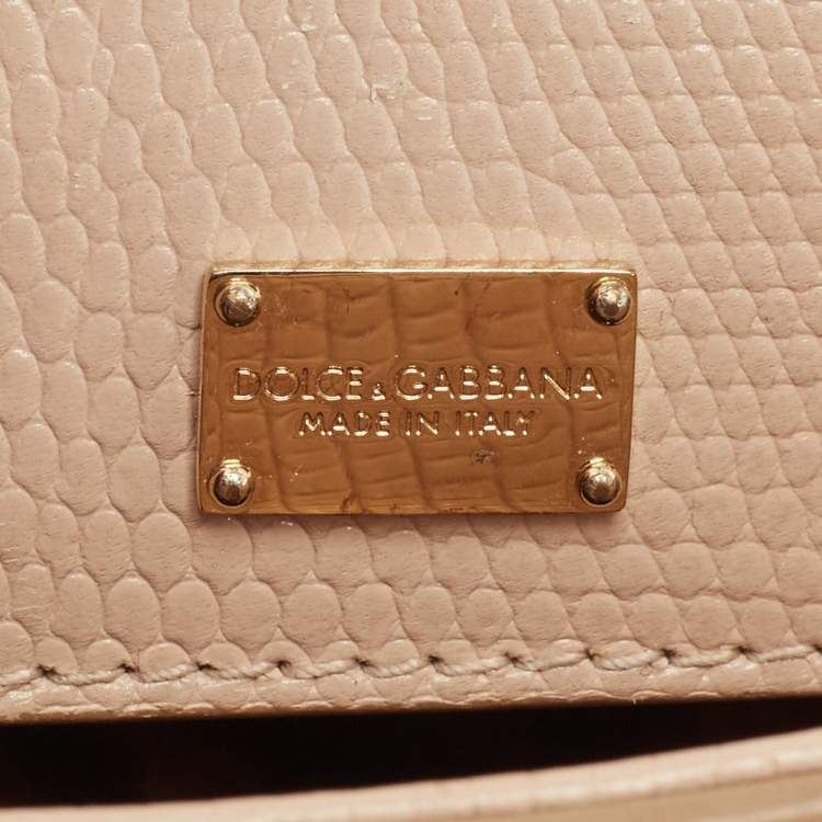 Pre Owned Dolce & Gabbana Beige Lizard Embossed Leather Medium Miss Sicily Top Handle Bag