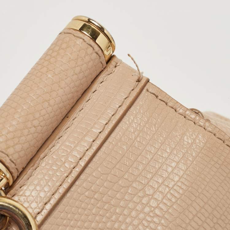 Pre Owned Dolce & Gabbana Beige Lizard Embossed Leather Medium Miss Sicily Top Handle Bag