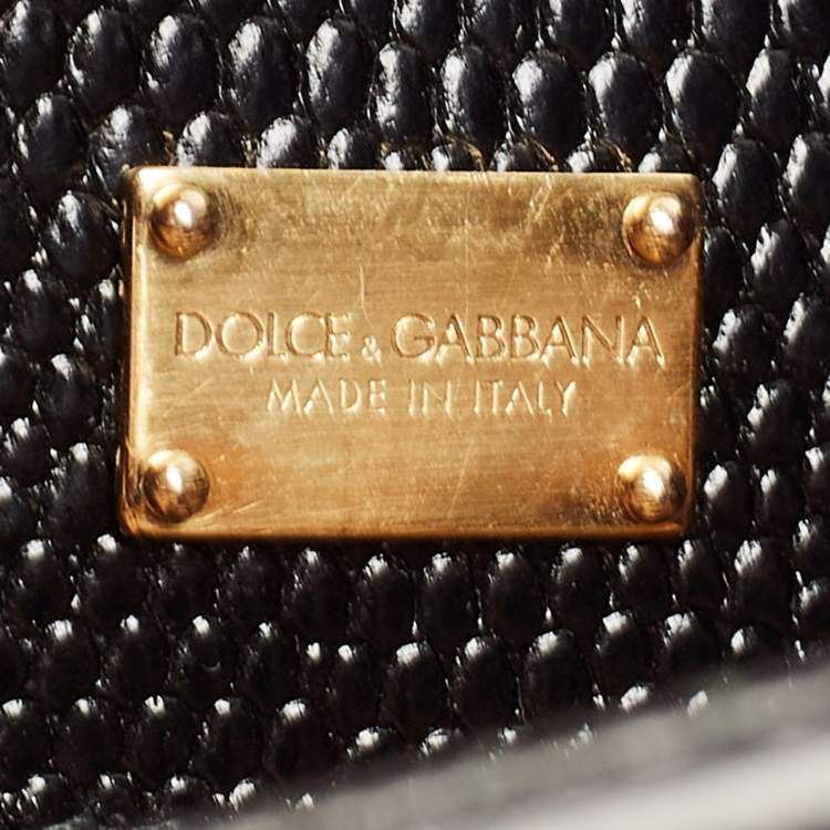 Pre Owned Dolce & Gabbana Black Lizard Embossed Leather Medium Miss Monica Top Handle Bag