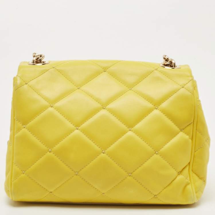 Pre Owned Dolce & Gabbana Yellow Quilted Leather Miss Kate Shoulder Bag