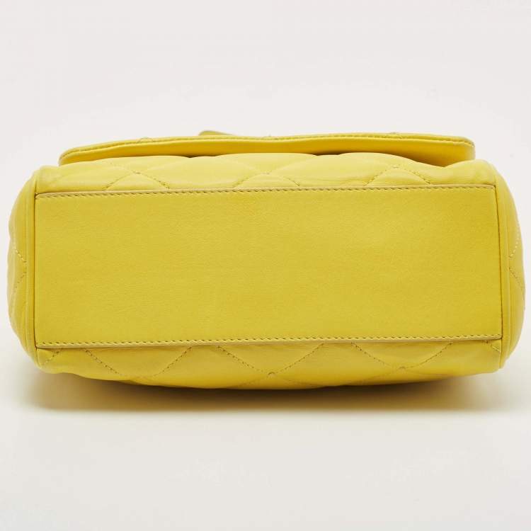Pre Owned Dolce & Gabbana Yellow Quilted Leather Miss Kate Shoulder Bag