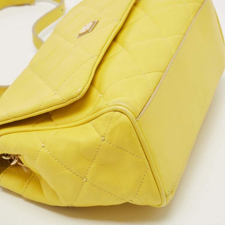 Pre Owned Dolce & Gabbana Yellow Quilted Leather Miss Kate Shoulder Bag