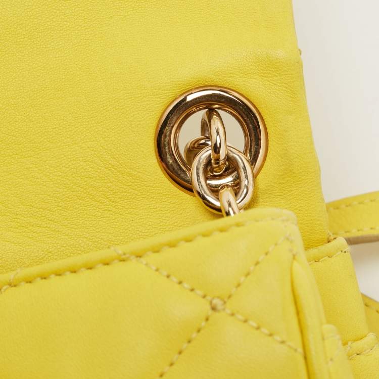 Pre Owned Dolce & Gabbana Yellow Quilted Leather Miss Kate Shoulder Bag