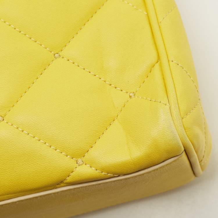 Pre Owned Dolce & Gabbana Yellow Quilted Leather Miss Kate Shoulder Bag