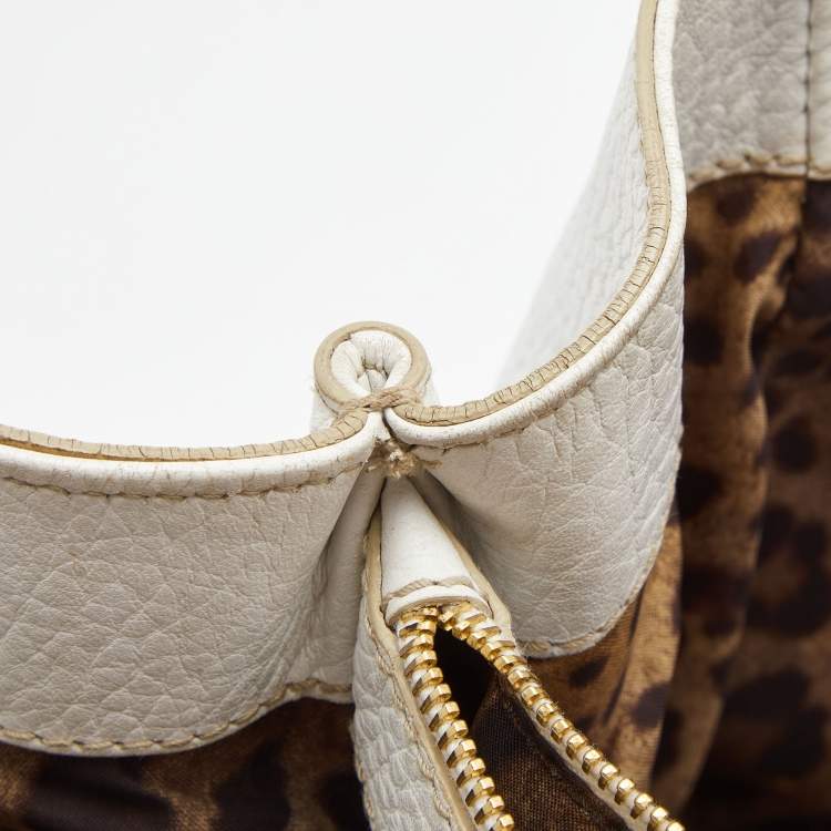 Pre Owned Dolce & Gabbana White Leather Zip Tote