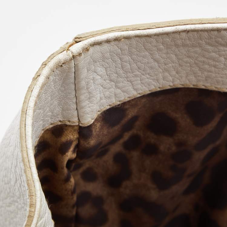 Pre Owned Dolce & Gabbana White Leather Zip Tote