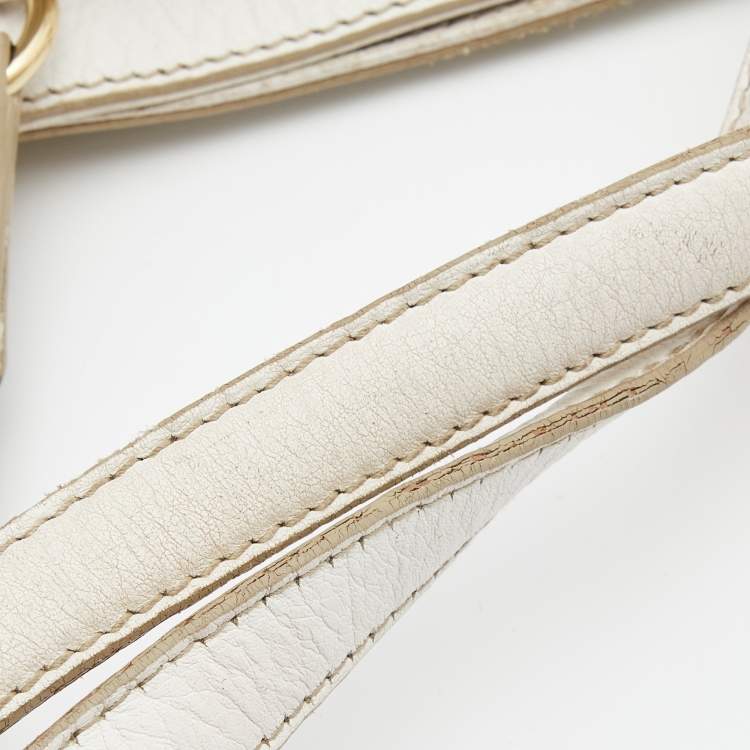 Pre Owned Dolce & Gabbana White Leather Zip Tote