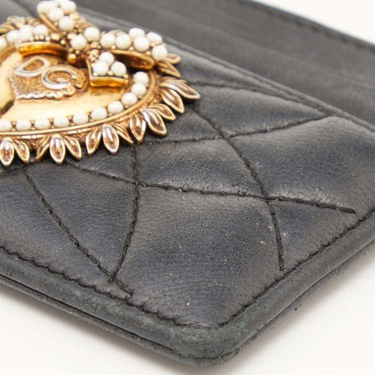 Pre Owned Dolce & Gabbana Black Leather Devotion Card Holder
