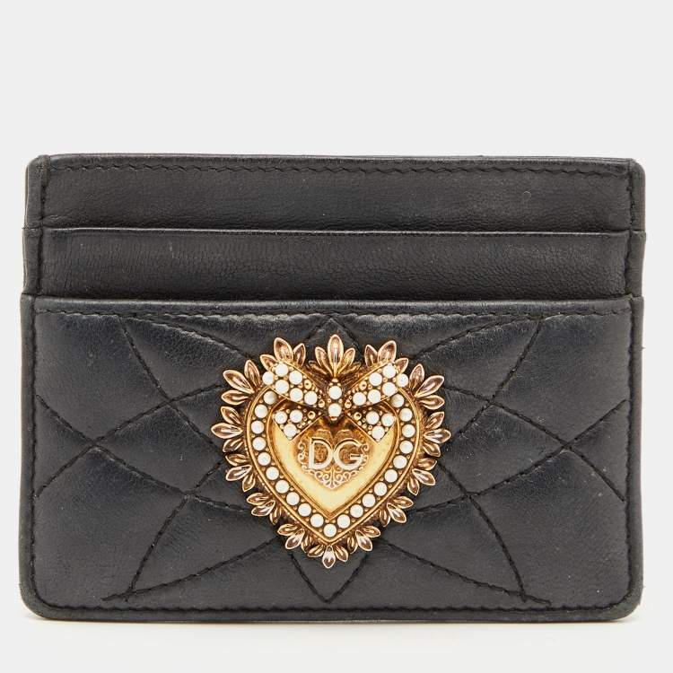 Pre Owned Dolce & Gabbana Black Leather Devotion Card Holder