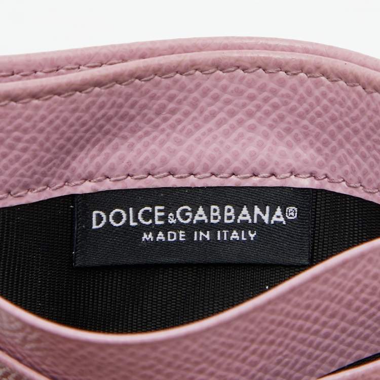 Pre Owned Dolce & Gabbana Pink Leather Crystal DG Card Holder
