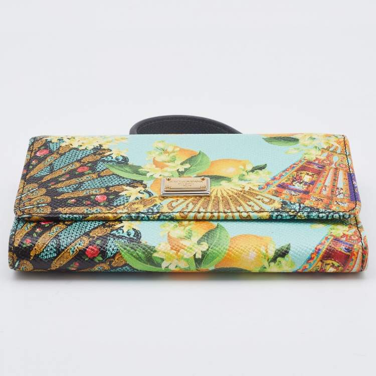 Pre Owned Dolce & Gabbana Multicolor Print Leather Miss Sicily Von Smartphone Bag