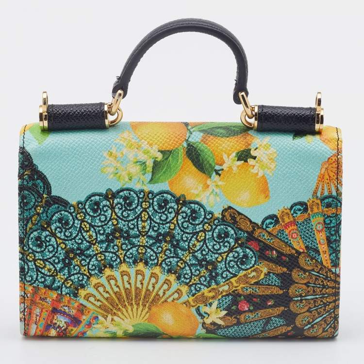 Pre Owned Dolce & Gabbana Multicolor Print Leather Miss Sicily Von Smartphone Bag