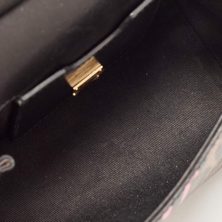 Pre Owned Dolce & Gabbana Black/Brown Leopard Print Coated Canvas Small Sicily Top Handle Bag