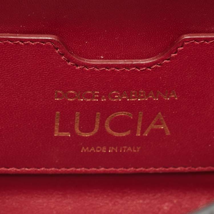 Pre Owned Dolce & Gabbana Black Lizard Embossed Leather Lucia Top Handle Bag