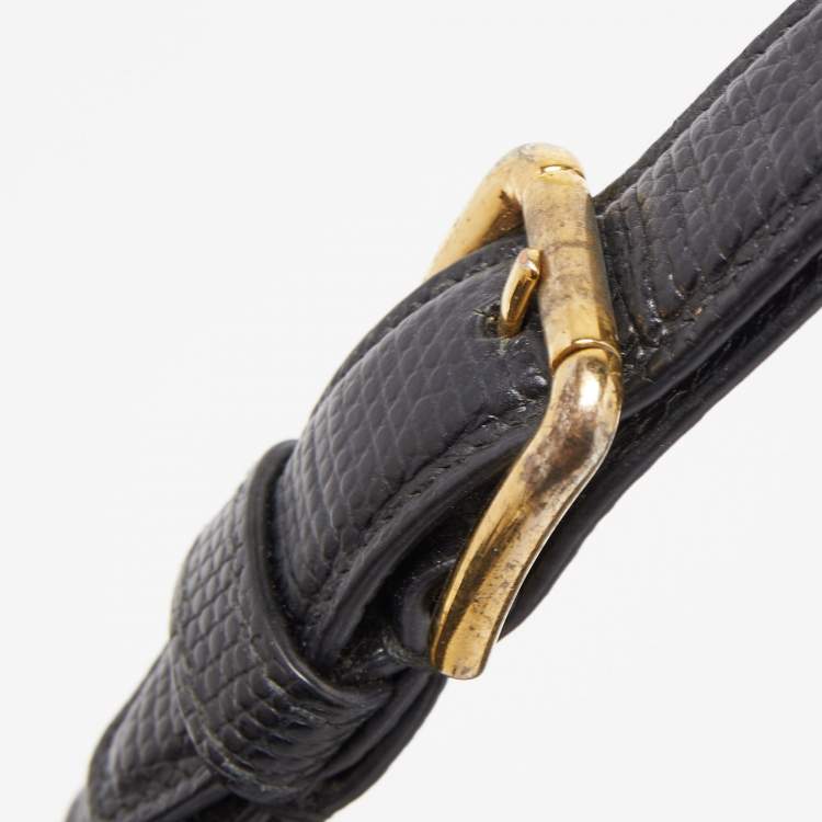 Pre Owned Dolce & Gabbana Black Lizard Embossed Leather Medium Miss Monica Top Handle Bag