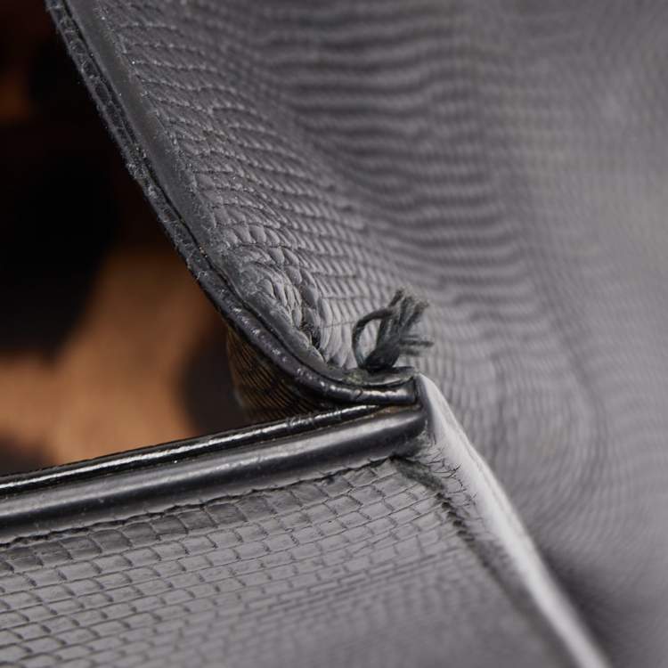 Pre Owned Dolce & Gabbana Black Lizard Embossed Leather Medium Miss Monica Top Handle Bag