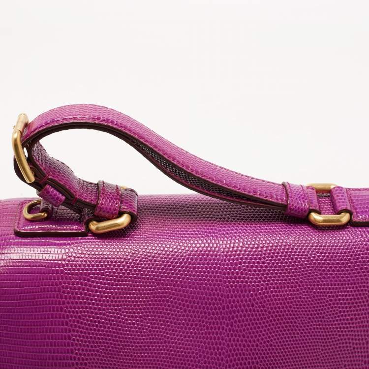 Pre Owned Dolce & Gabbana Fuchsia Lizard Embossed Leather Medium Miss Monica Top Handle Bag