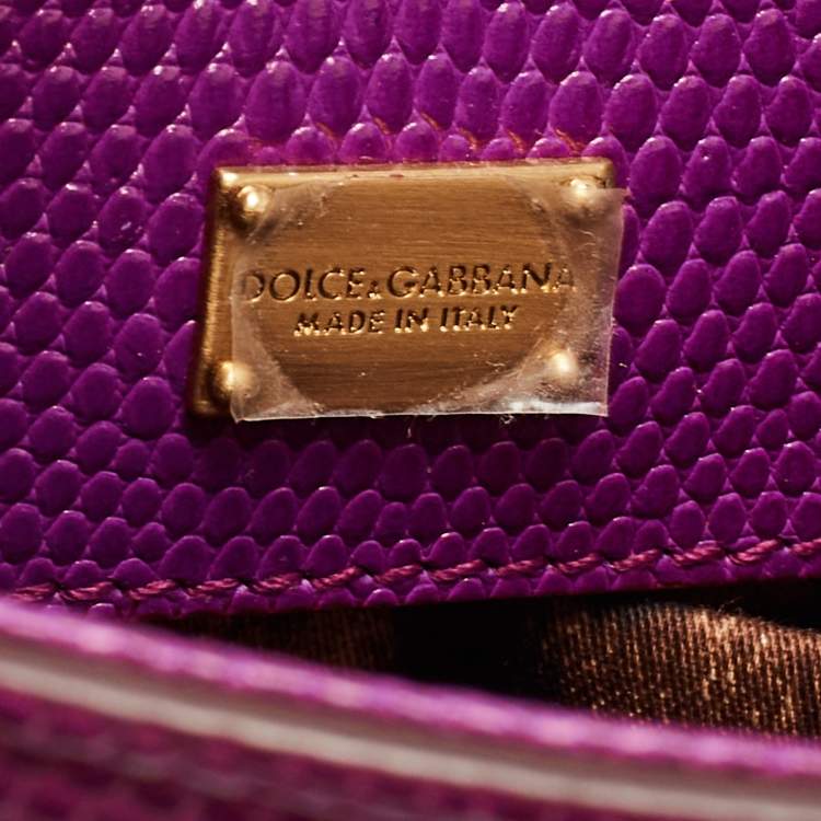 Pre Owned Dolce & Gabbana Fuchsia Lizard Embossed Leather Medium Miss Monica Top Handle Bag
