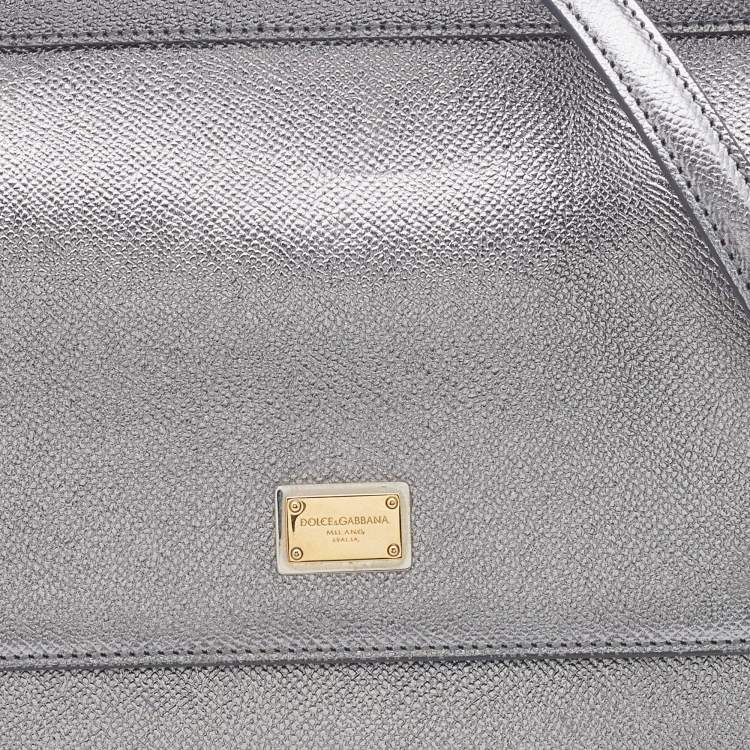 Pre Owned Dolce & Gabbana Silver Leather Medium Miss Sicily Top Handle Bag
