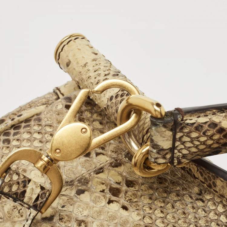 Pre Owned Dolce & Gabbana Cream Python Large Miss Sicily Top Handle Bag