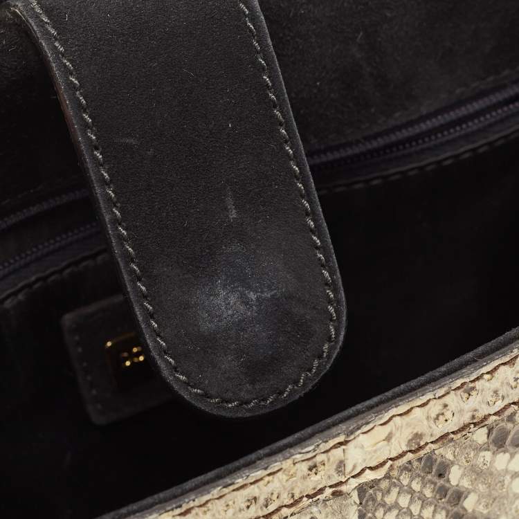 Pre Owned Dolce & Gabbana Cream Python Large Miss Sicily Top Handle Bag
