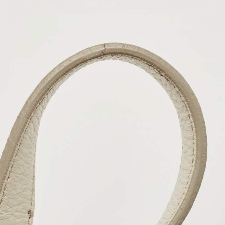 Pre Owned Dolce & Gabbana Off White Leather Large Miss Sicily Top Handle Bag