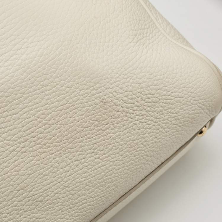 Pre Owned Dolce & Gabbana Off White Leather Large Miss Sicily Top Handle Bag