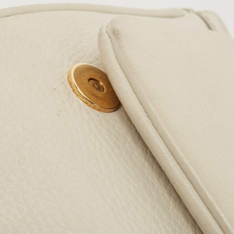 Pre Owned Dolce & Gabbana Off White Leather Large Miss Sicily Top Handle Bag