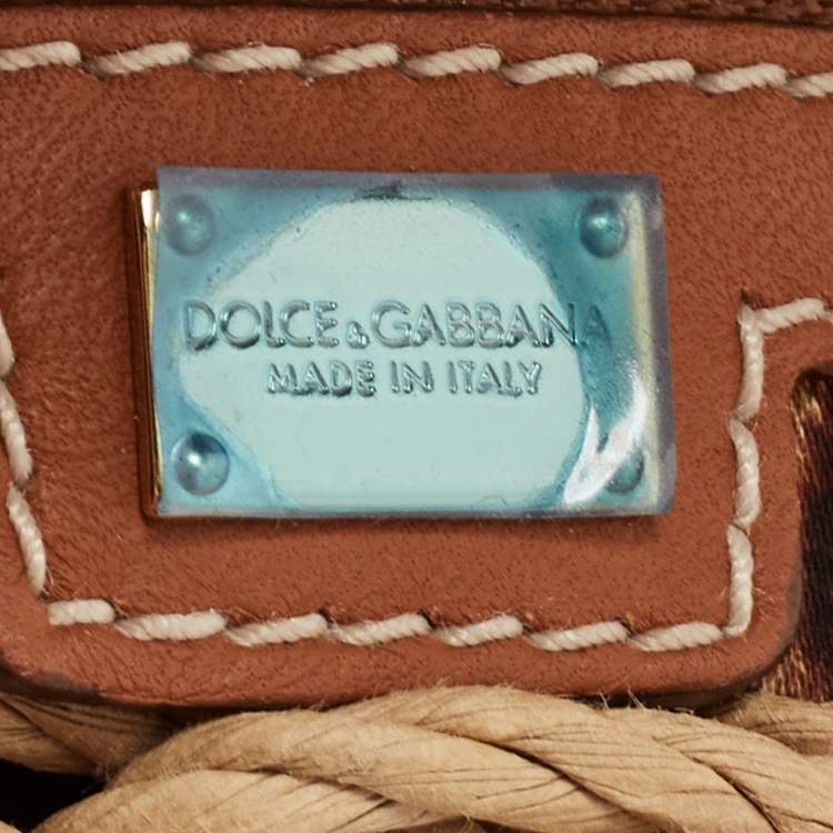 مملوكة مسبقًا Dolce & Gabbana Tan/Natural Straw and Leather Miss Dolce Top Handle Bag