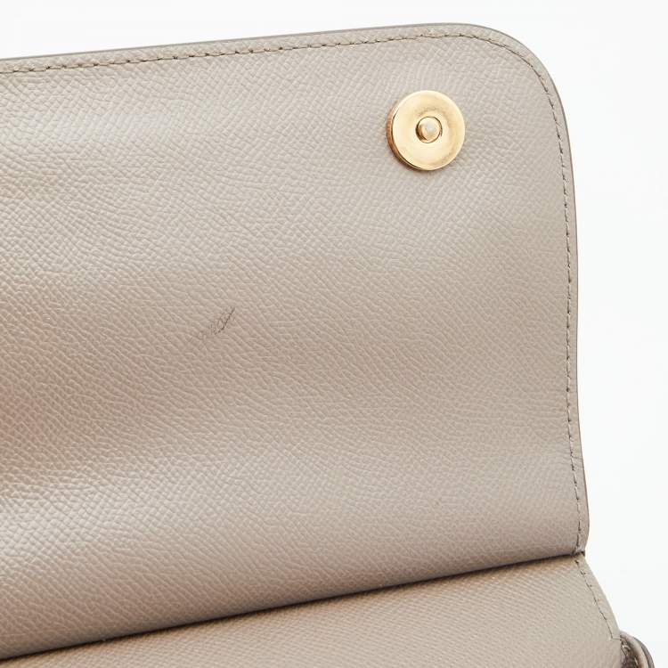 Pre Owned Dolce & Gabbana Grey Leather Medium Miss Sicily Top Handle Bag
