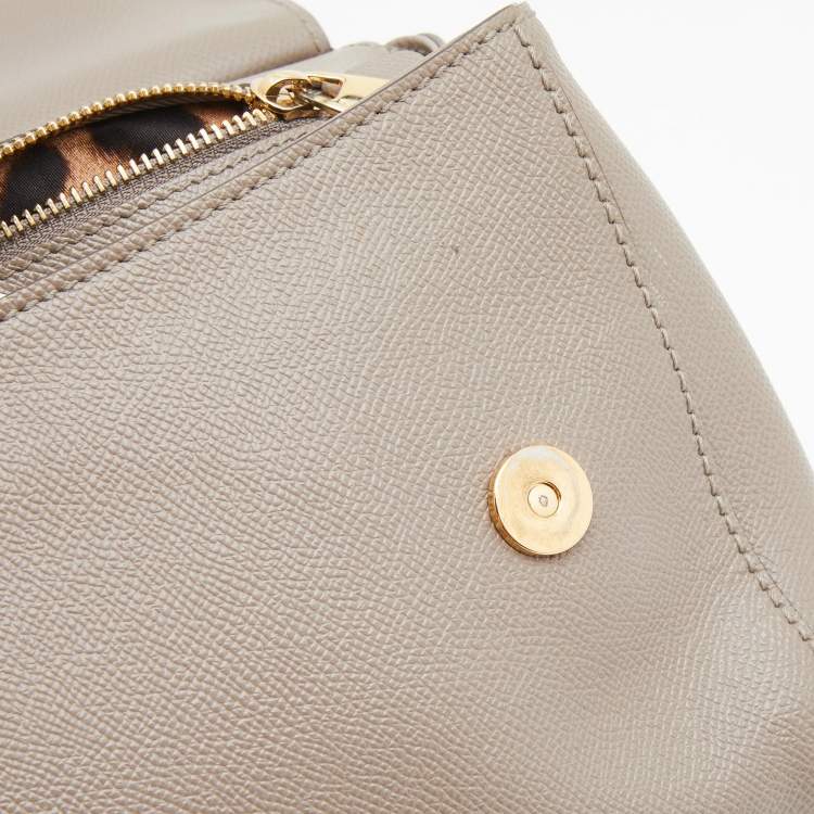 Pre Owned Dolce & Gabbana Grey Leather Medium Miss Sicily Top Handle Bag