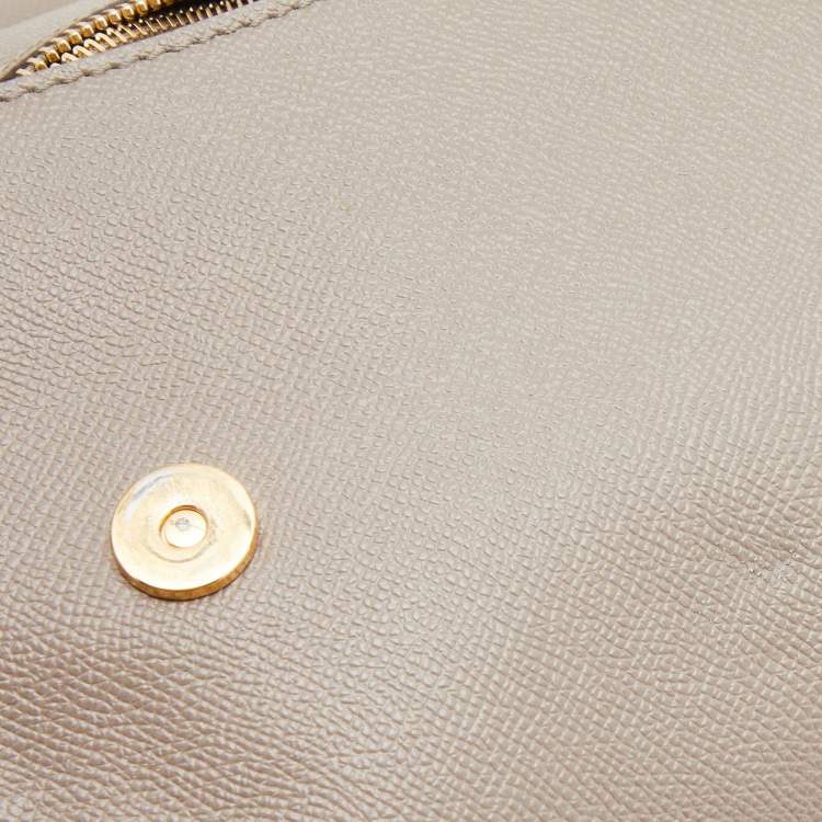 Pre Owned Dolce & Gabbana Grey Leather Medium Miss Sicily Top Handle Bag
