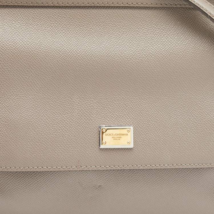 Pre Owned Dolce & Gabbana Grey Leather Medium Miss Sicily Top Handle Bag