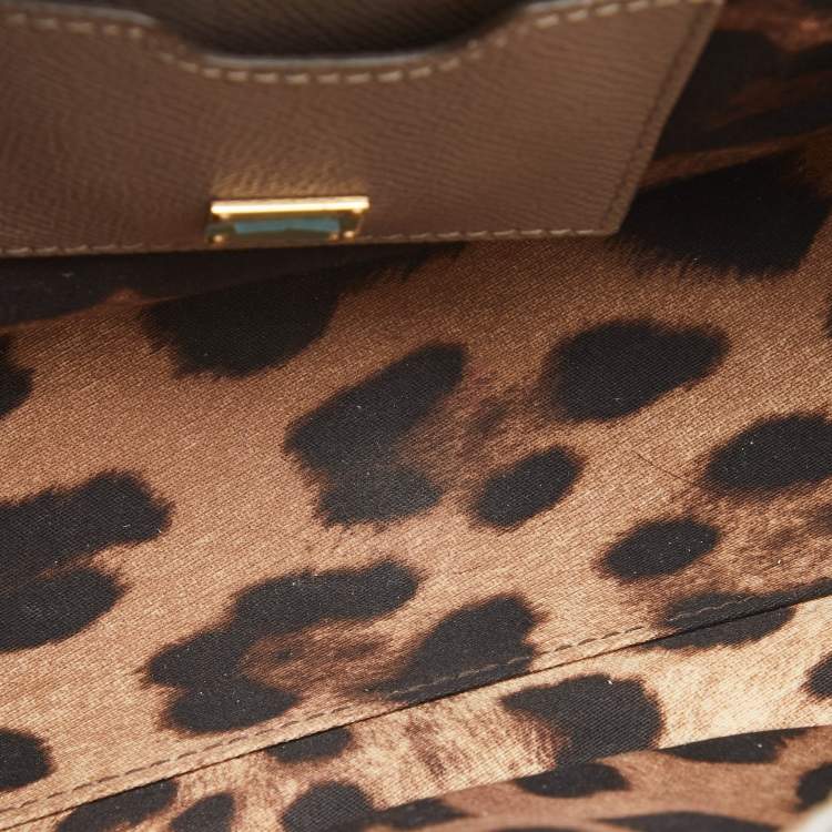 Pre Owned Dolce & Gabbana Grey Leather Medium Miss Sicily Top Handle Bag
