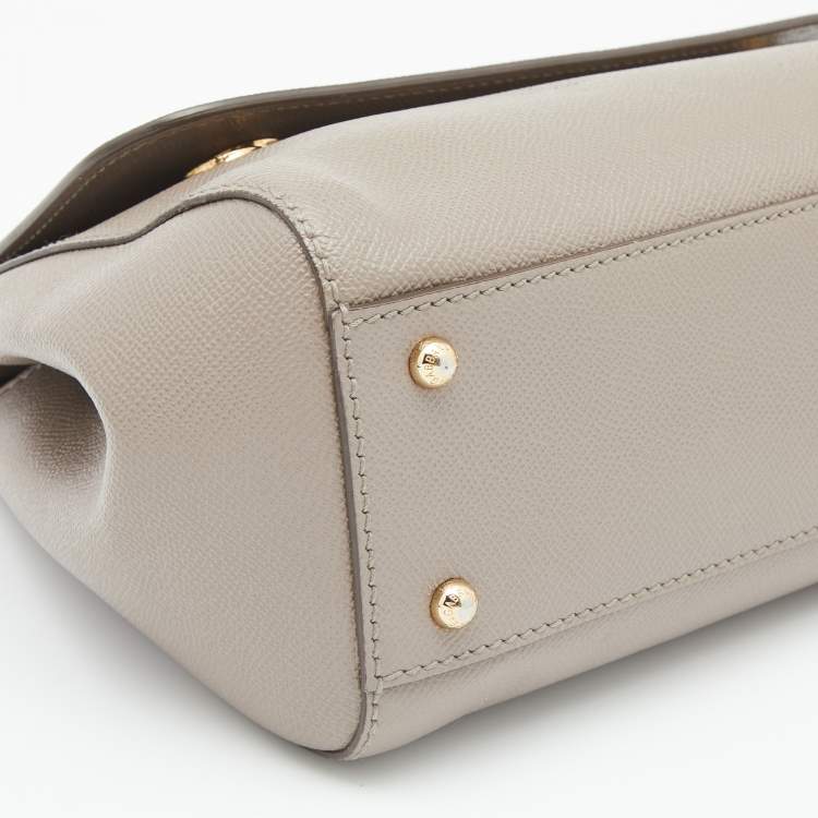 Pre Owned Dolce & Gabbana Grey Leather Medium Miss Sicily Top Handle Bag