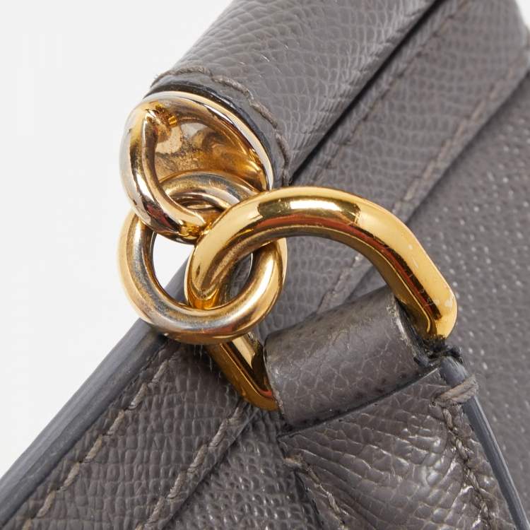 Pre Owned Dolce & Gabbana Grey Leather Medium Miss Sicily Top Handle Bag