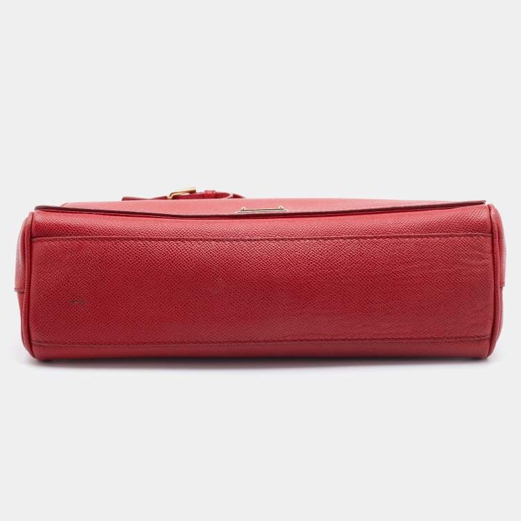 Pre Owned Dolce & Gabbana Red Leather Flap Top Handle Bag 