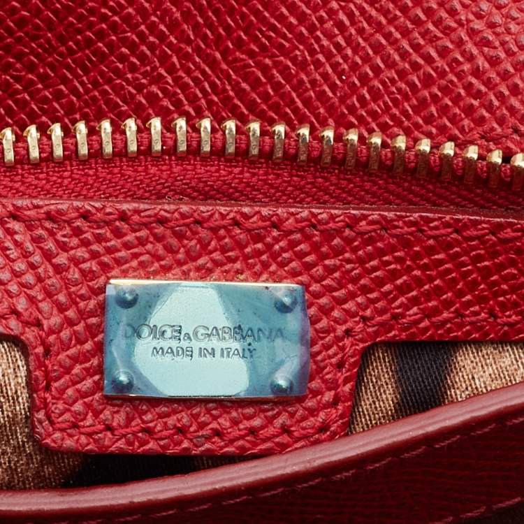 Pre Owned Dolce & Gabbana Red Leather Flap Top Handle Bag 