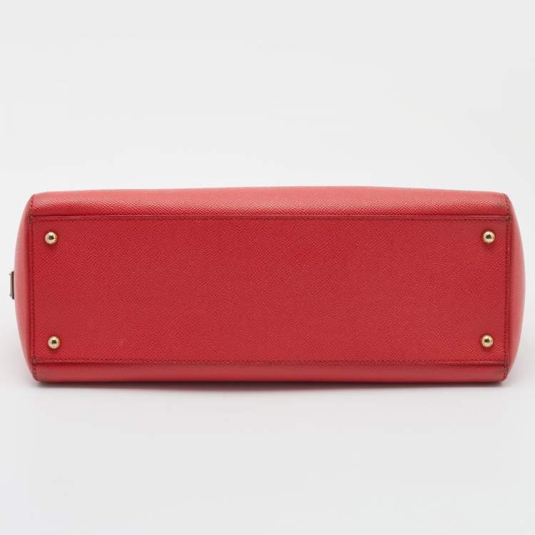 Pre Owned Dolce & Gabbana Red Leather Double Handle Tote