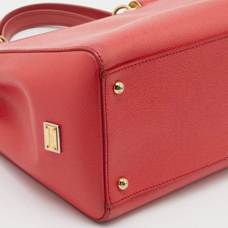 Pre Owned Dolce & Gabbana Red Leather Double Handle Tote